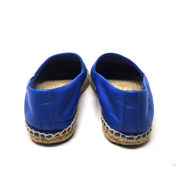 Tory Burch Leather Colorblock Flat Espadrilles Jelly Blue Tory Navy Size 7.5 - Picture 7 of 12
